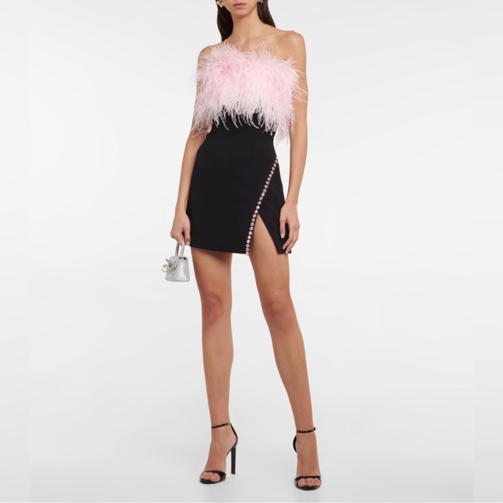 Self Portrait Pink Feather Embellished Dress US4